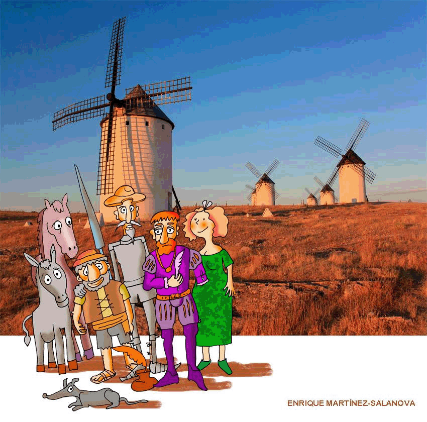 Don Quijote de la Mancha y Cervantes en dibujos de Enrique Martinez Salanova